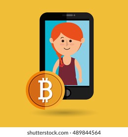 woman smartphone bitcoin