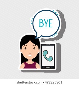 woman smartphone bubble telephone