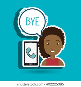 woman smartphone bubble telephone