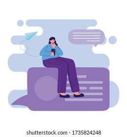 Woman with smartphone chatting design, Message chat and communication theme Vector illustration