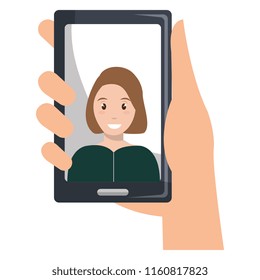 woman with smartphone device