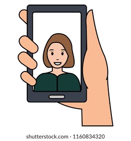 woman with smartphone device