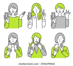 Woman with a smartphone explaining something