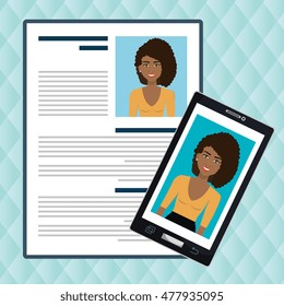 woman smartphone find person cv