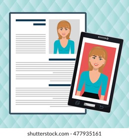 woman smartphone find person cv