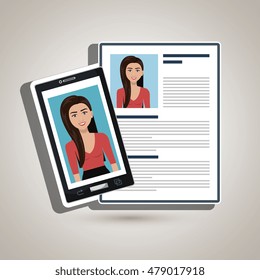 woman smartphone find person cv