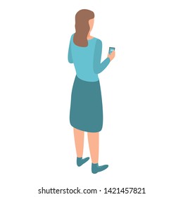 Woman smartphone icon. Isometric of woman smartphone vector icon for web design isolated on white background