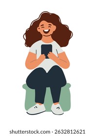  woman with smartphone,  online joy