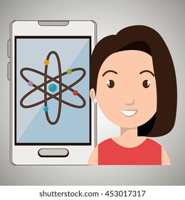 woman smartphone science isolated icon design, vector illustration  graphic 