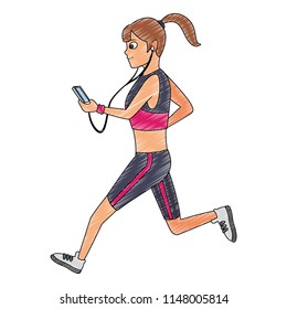 Woman with smartphone scribble
