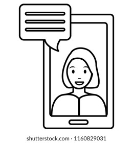 woman with smartphone and speech bubble