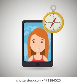woman smartphone travel vector illustration  eps 10 design