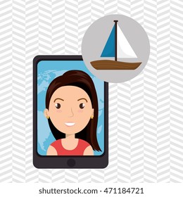 woman smartphone travel vector illustration  eps 10 design