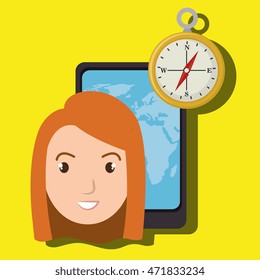 woman smartphone travel vector illustration  eps 10 design