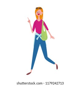 A woman with a smile running