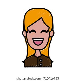 Woman smiling with eyes closed