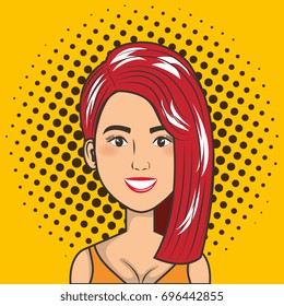 woman smiling face comic pop art style