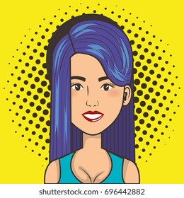 woman smiling face comic pop art style