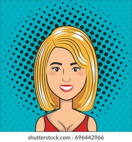 woman smiling face comic pop art style