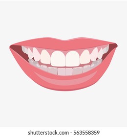 Woman smiling, white background. Flat vector stock illustration