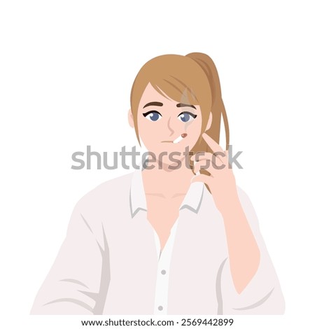 Woman smokes cigarettes. Risks getting cancer due to bad habit. Flat vector Character Illustration