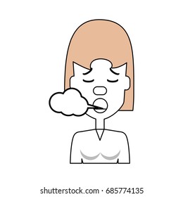 Woman smoking cartoon