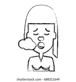 Woman smoking cartoon