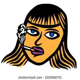 woman smoking a cigarette