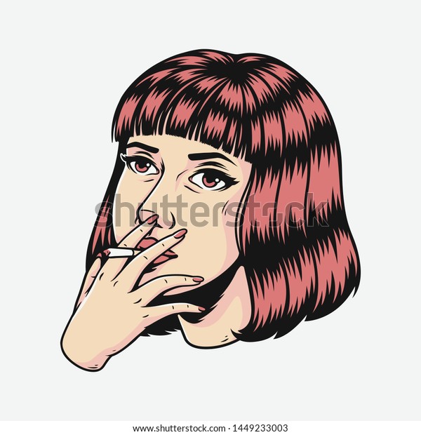 Download Woman Smoking Cigarette Vector Illustrations Stock Vector (Royalty Free) 1449233003