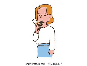 A woman smoking an electronic cigarette, a comical handwritten person vector, a warm line drawing