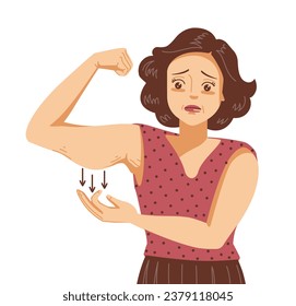 Woman snatches fat, flabby skin from arm svg