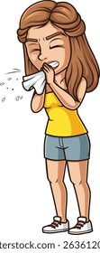 Mulher espirrando em ilustração de vetor tecidual
