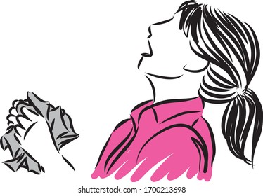 woman sneezing tissue paper  vector illustration