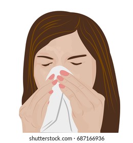 Woman sneezing vector illustration