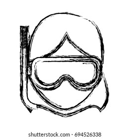 woman with snorkel mask icon