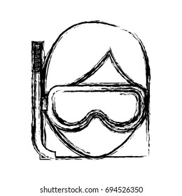 woman with snorkel mask icon
