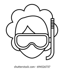 woman with snorkel mask icon