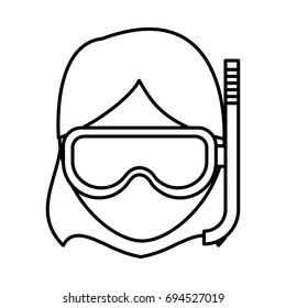 woman with snorkel mask icon