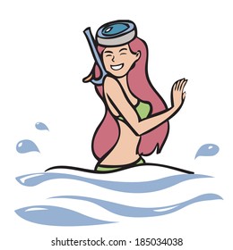 Woman with snorkel masks in sea