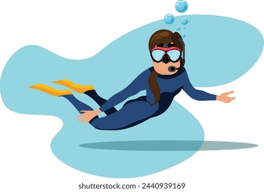 woman snorkeling underwater using diving mask