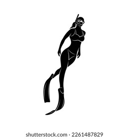 Woman Snorkeling vector illustration design. Female diver snorkeling