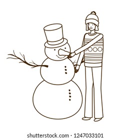 woman with snowman avatar character
