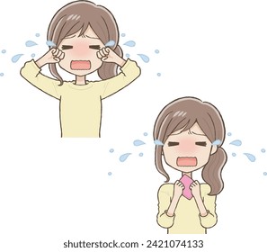 Woman Sobbing, Two Poses (Upper Body)