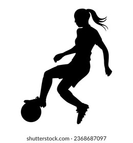 Woman soccer player silhouette. Vector illustration