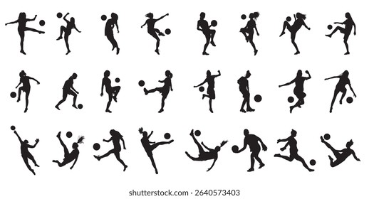 woman soccer silhouette vector illustration