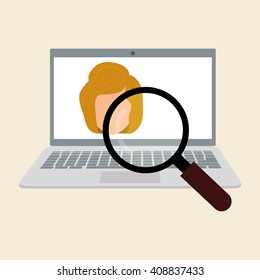 woman and social media graphic design , vector illustration
