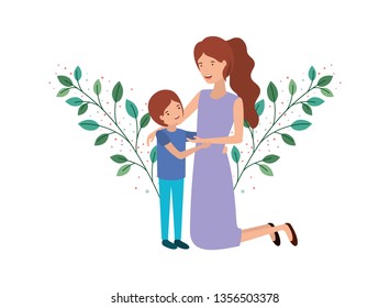 woman with son avatar character