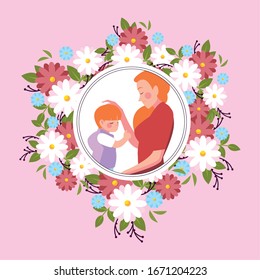 woman and son, card of the mother day vector illustration design