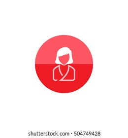 Woman spa client icon in flat color circle style.