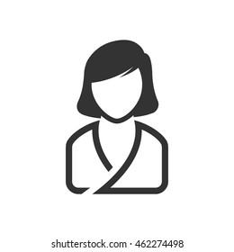 Woman spa client icon in single grey color.